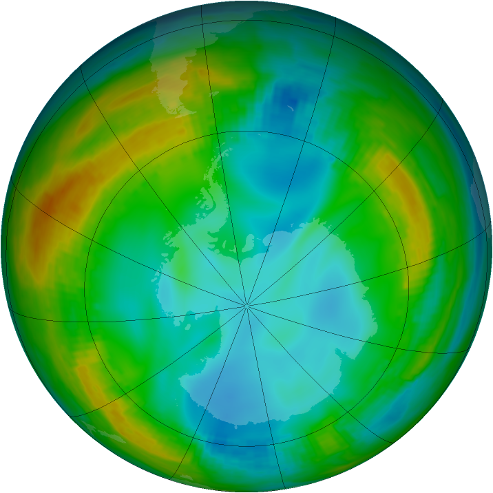 Antarctic ozone map for 18 July 1982